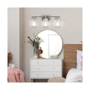 EPLIGUP Lámpara de tocador de baño de 3 luces con pantalla_6