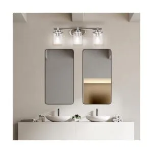 EPLIGUP Lámpara de tocador de baño de 3 luces con pantalla_4