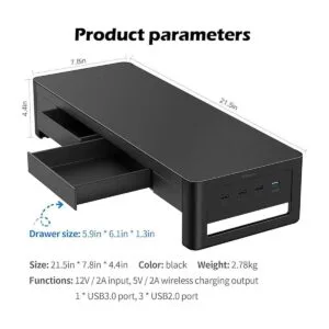 Meatanty Soporte elevador de monitor 2 en 1 con 2 cajones_6