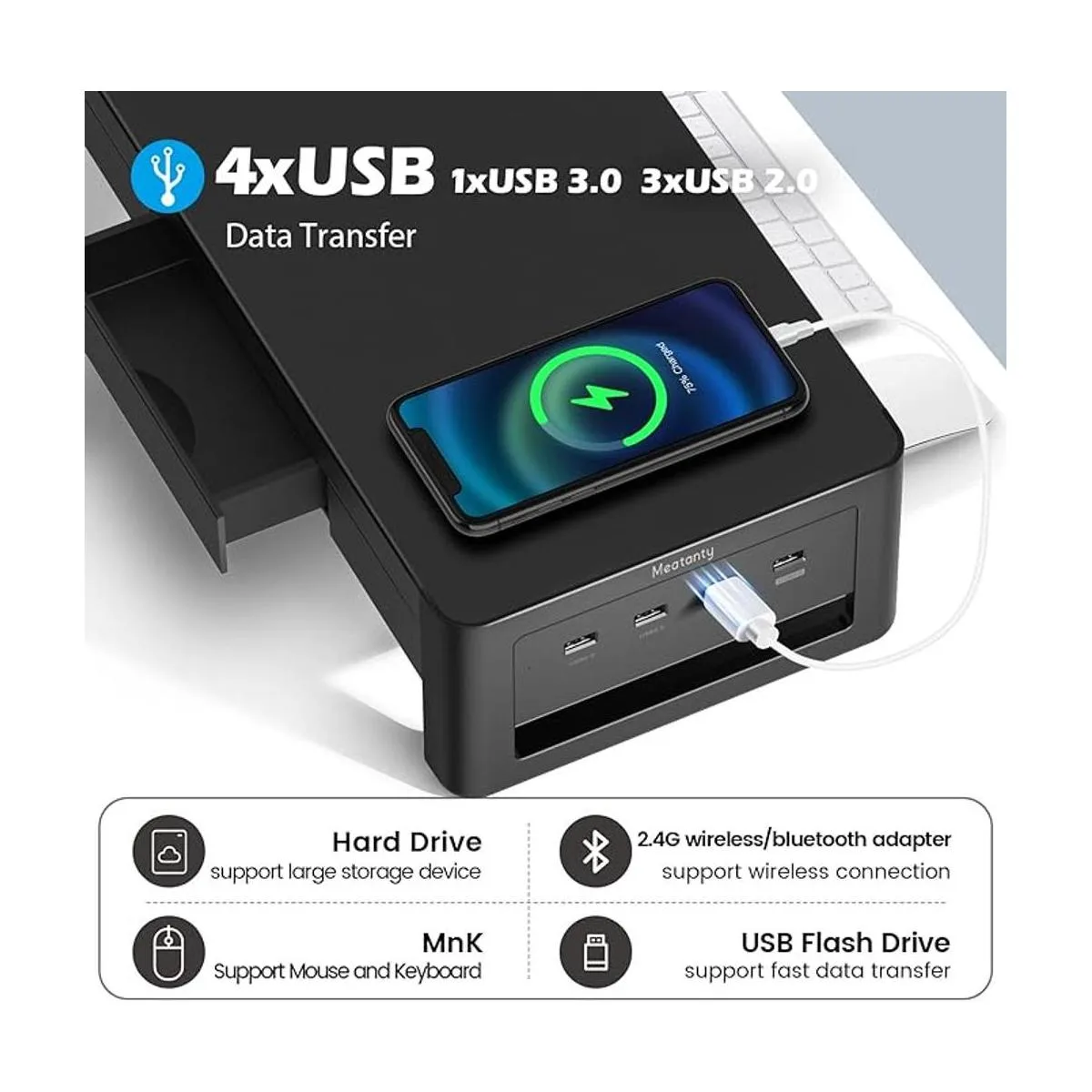 Meatanty Soporte elevador de monitor 2 en 1 con 2 cajones_2