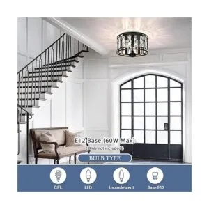 Lámpara de techo de cristal empotrada para dormitorio_4