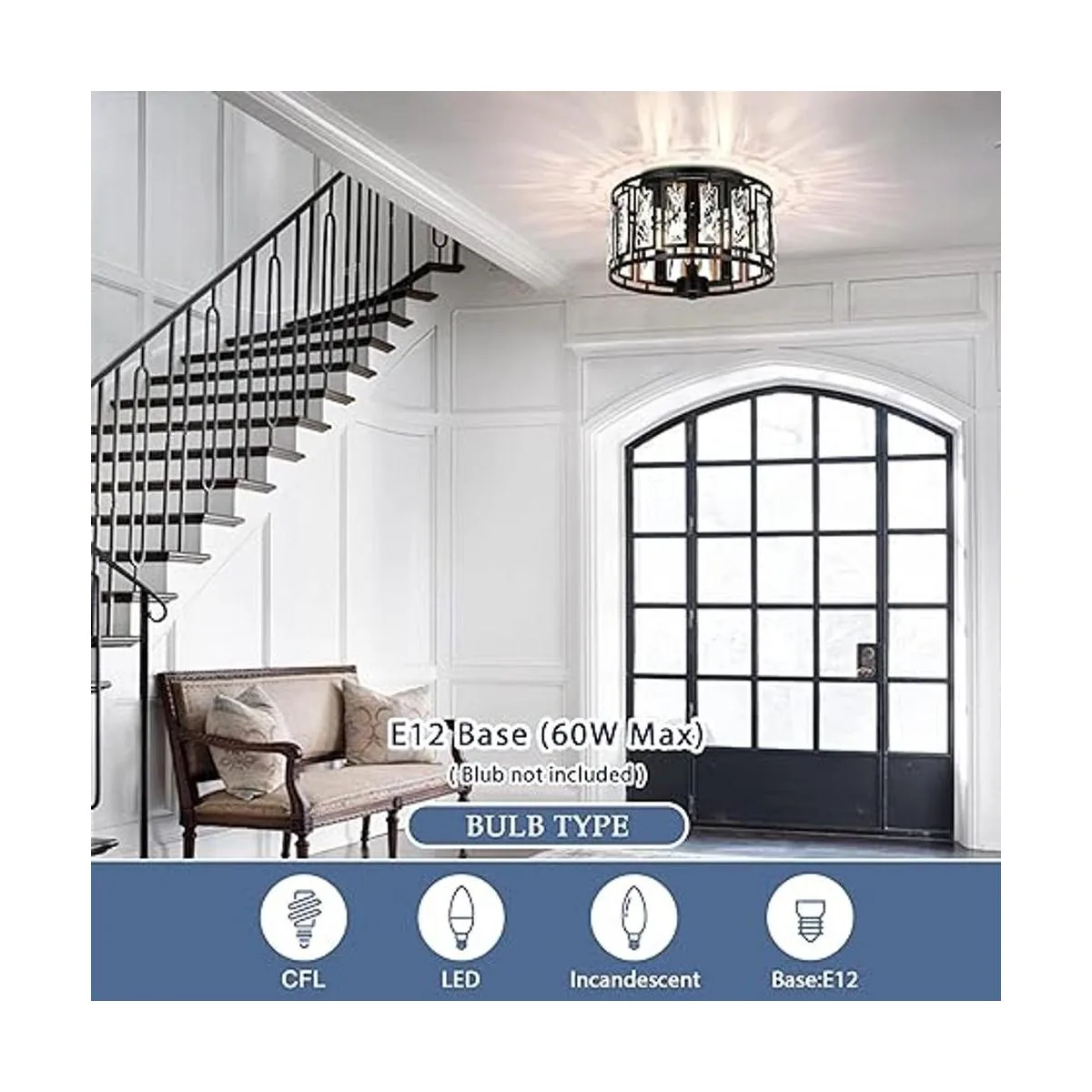 Lámpara de techo de cristal empotrada para dormitorio_4