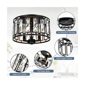 Lámpara de techo de cristal empotrada para dormitorio_5