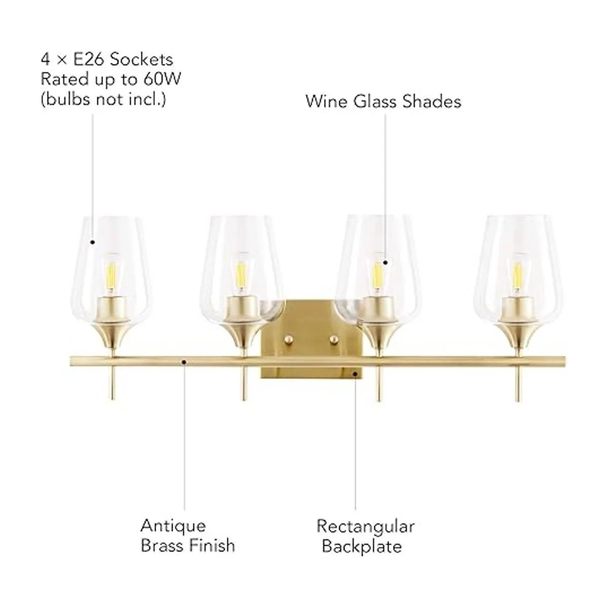 VONLUCE Lámpara de tocador dorada de 4 luces sobre espejo_4