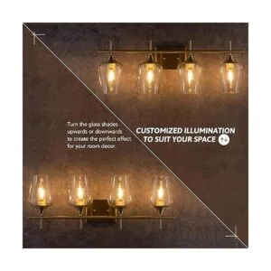 VONLUCE Lámpara de tocador dorada de 4 luces sobre espejo_5