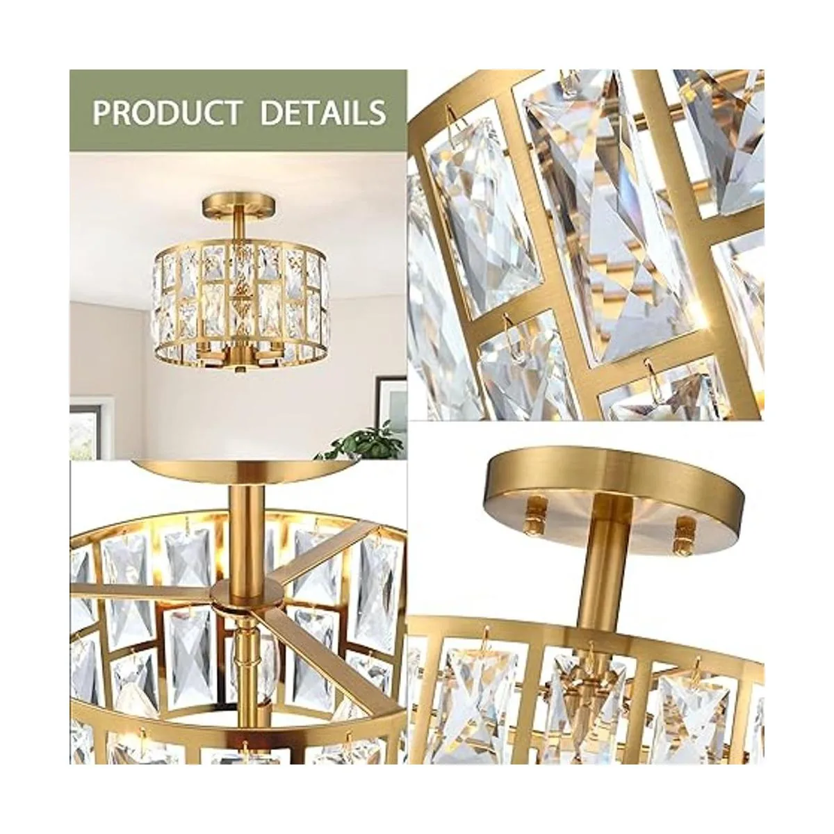 Lámpara de techo semiempotrada de cristal cerca de la_2