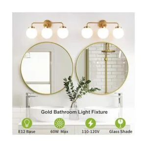 Deyidn Lámparas de tocador de baño doradas sobre espejo_4
