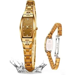 OLEVS Reloj de mujer con cara pequeña dorada y correa de_1
