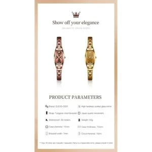 OLEVS Reloj de mujer con cara pequeña dorada y correa de_7