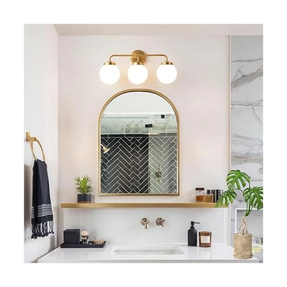 Deyidn Lámparas de tocador de baño doradas sobre espejo_3
