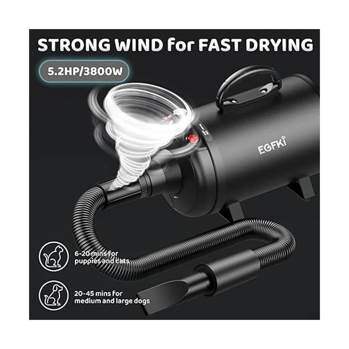 EGFKI Secador de pelo de perro 5.2 HP3800 W de alta_3