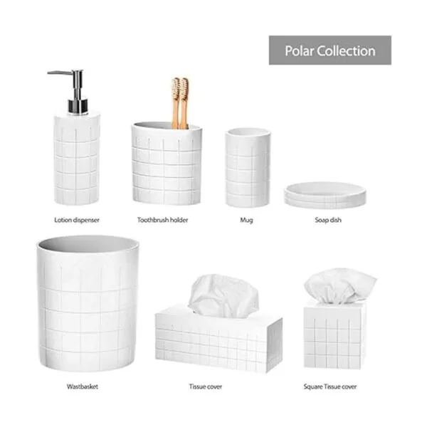 Creative Scents Juego de accesorios de baño blancos_7