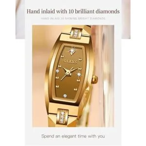 OLEVS Reloj de mujer con cara pequeña dorada y correa de_6