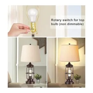 Juego de 2 lámparas de mesa con puertos USB control_3