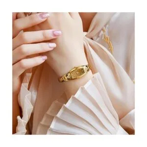 OLEVS Reloj de mujer con cara pequeña dorada y correa de_2