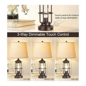 Juego de 2 lámparas de mesa con puertos USB control_2