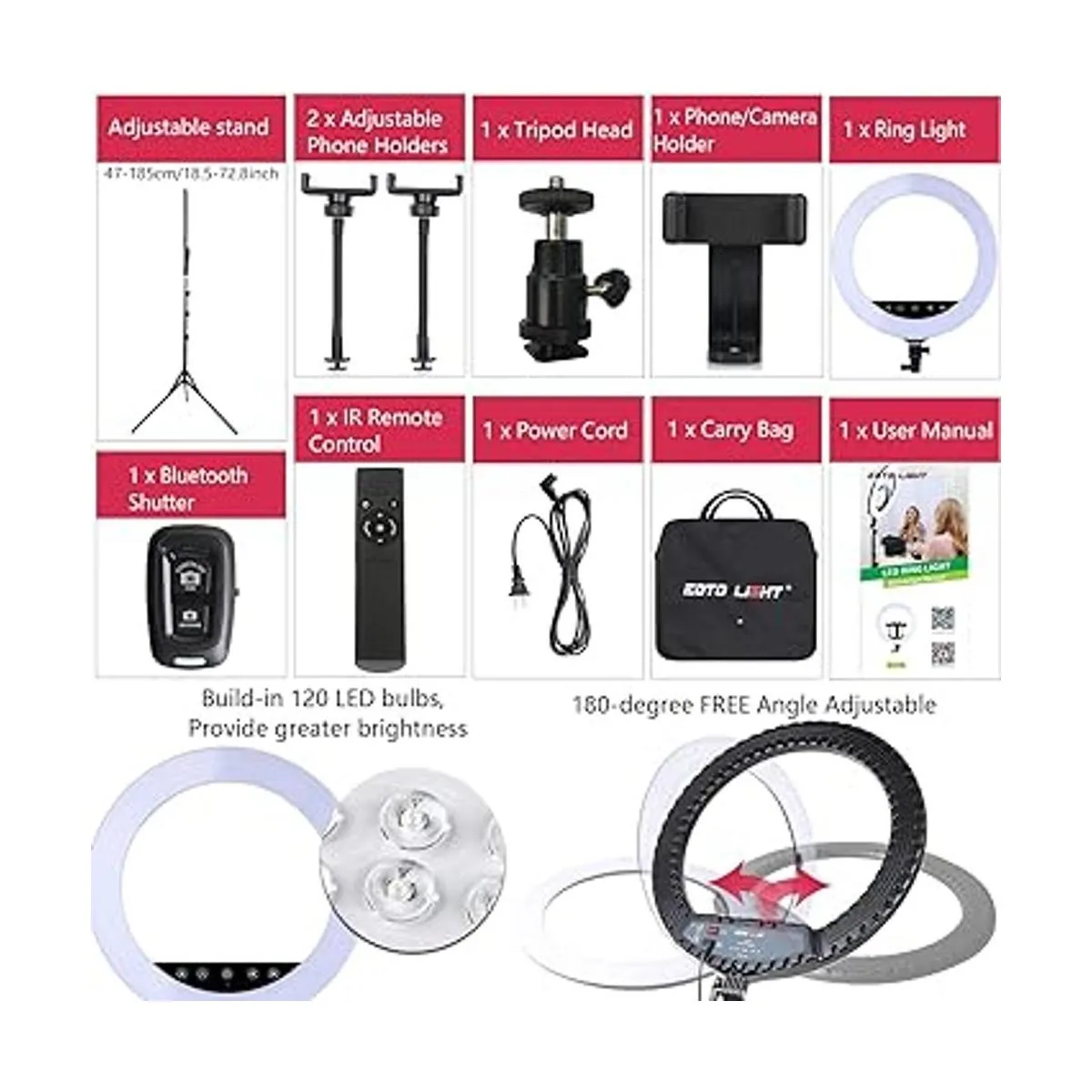 Anillo de luz LED de 21 pulgadas con soporte para trípode_5