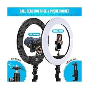 Anillo de luz LED de 18 pulgadas con soporte tipo trípode_4