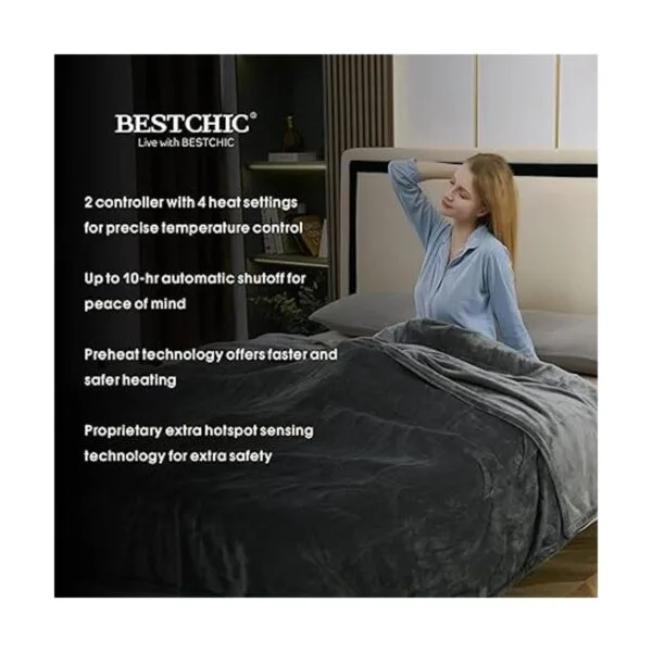 BESTCHIC Manta térmica eléctrica tamaño King de 100 x 90_4