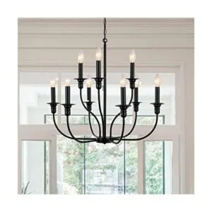 LASENCHOO Candelabro de casa de campo negro mate de 9_1