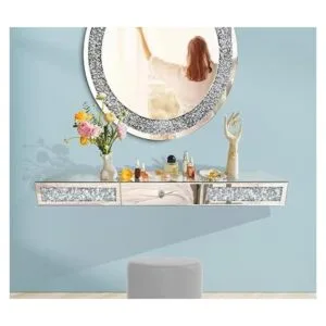 Estante de pared con espejo para muebles con cajón_3