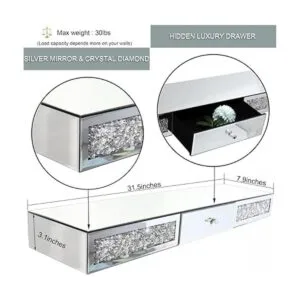 Estante de pared con espejo para muebles con cajón_2