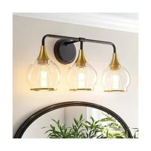 HAHZT Lámparas de baño doradas y negras para tocador_6