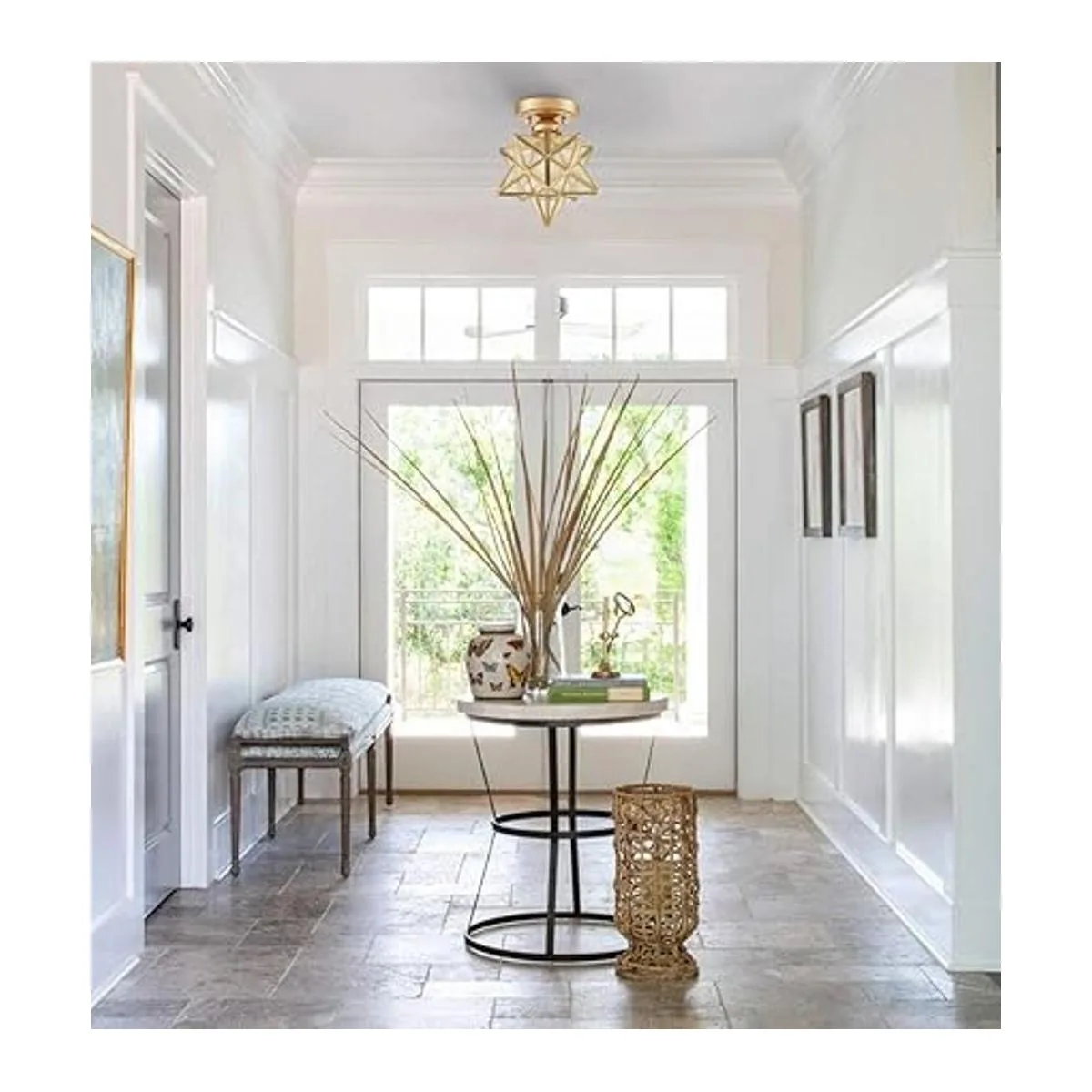 Lámpara de techo moderna de latón con diseño de estrella_6