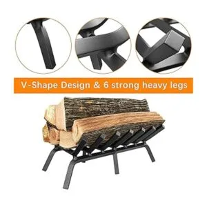 Mr IRONSTONE Rejilla de chimenea de acero sólido de 24_5