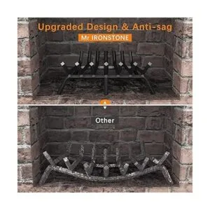Mr IRONSTONE Rejilla de chimenea de acero sólido de 24_3
