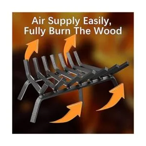 Mr IRONSTONE Rejilla de chimenea de acero sólido de 24_4