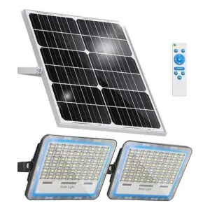 Gebosun 2Pack 100W LED Solar Flood Light Remote_1