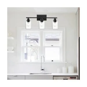 VINLUZ Lámpara de tocador negra mate para baño 3 luces_2