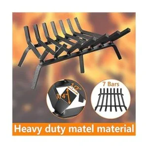 Mr IRONSTONE Rejilla de chimenea de acero sólido de 24_2