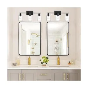 VINLUZ Lámpara de tocador negra mate para baño 3 luces_3