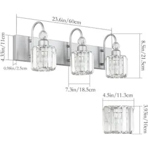 Ralbay Lámpara de tocador de cristal para baño 3 luces de_5