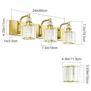 Ralbay Lámpara de tocador de cristal 3 luces de tocador_6