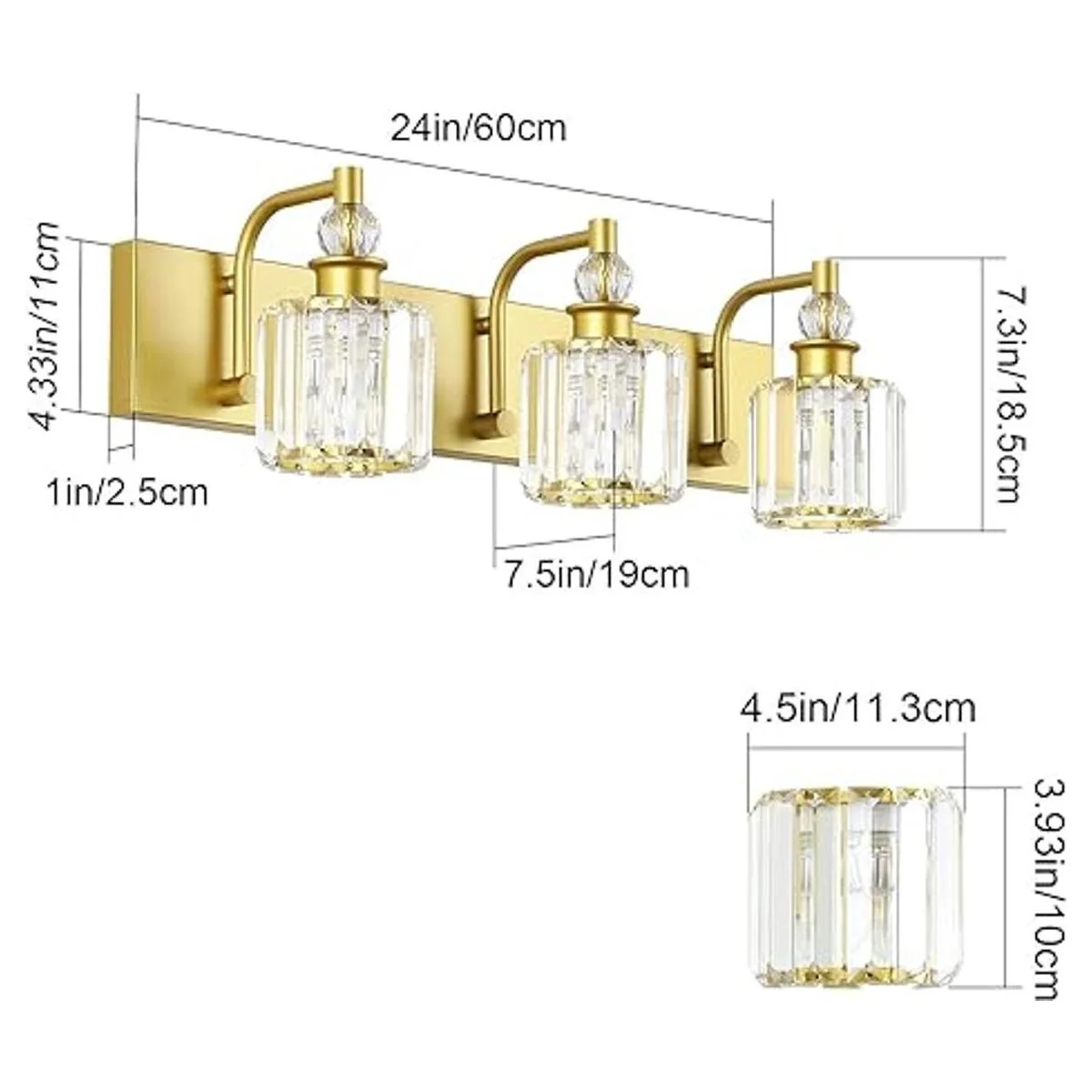 Ralbay Lámpara de tocador de cristal 3 luces de tocador_6