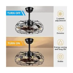 Asyko Ventilador de techo enjaulado de 20 pulgadas con_2