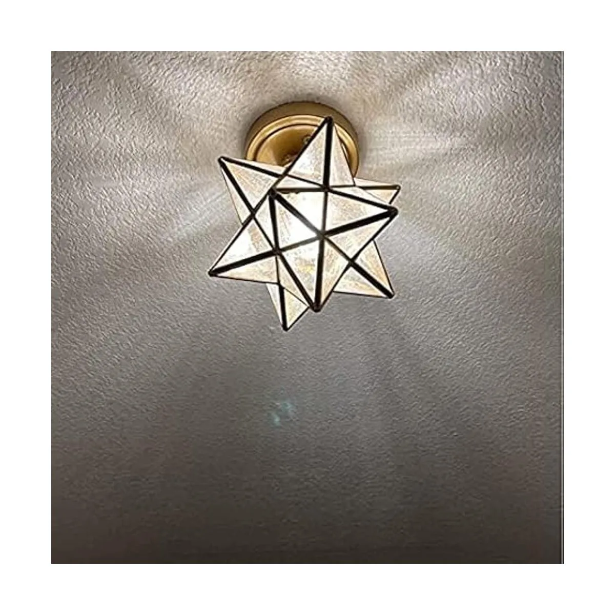 Lámpara de techo moderna de latón con diseño de estrella_4