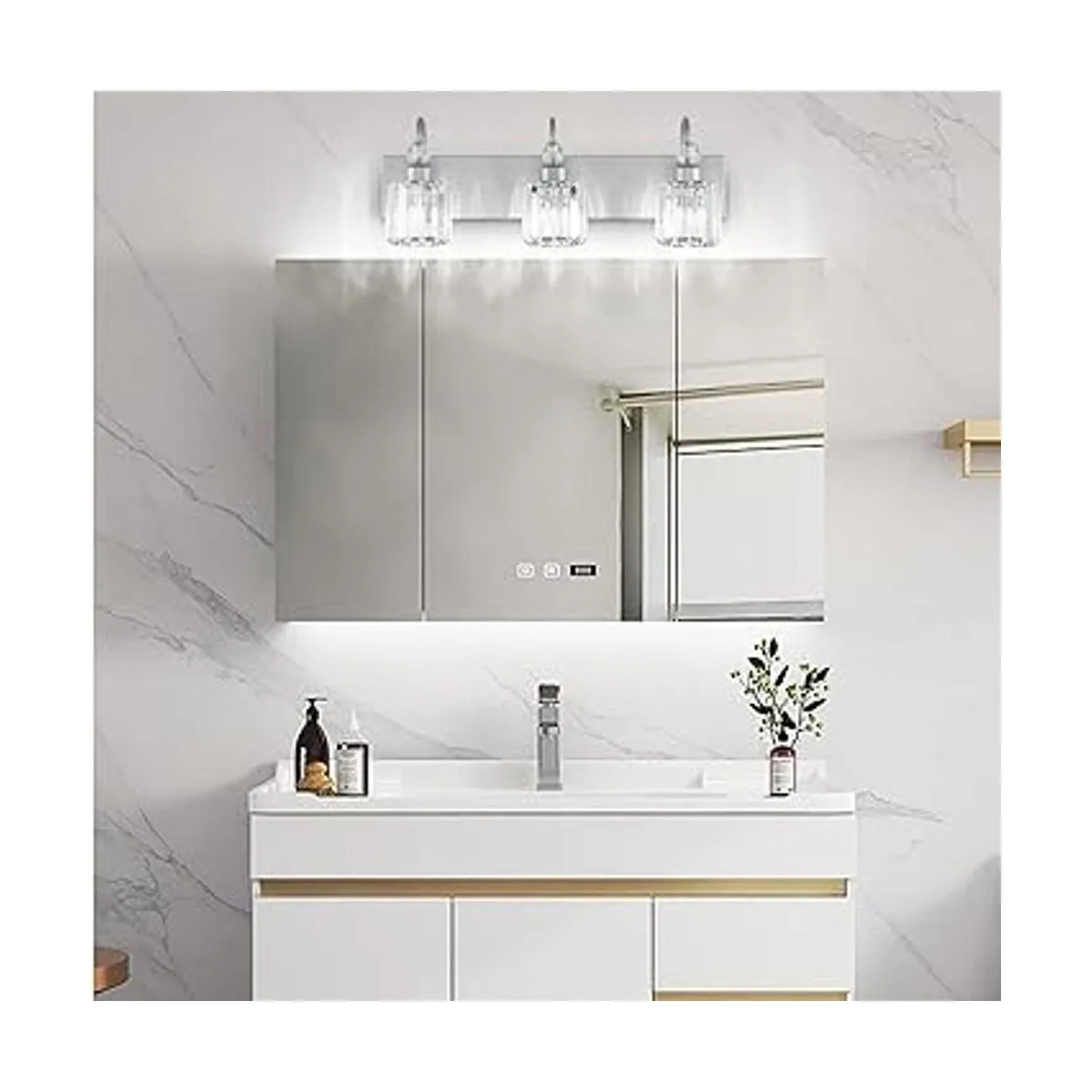 Ralbay Lámpara de tocador de cristal para baño 3 luces de_4