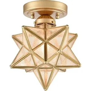 Lámpara de techo moderna de latón con diseño de estrella_1