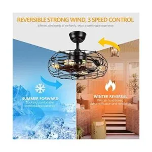 Asyko Ventilador de techo enjaulado de 20 pulgadas con_3