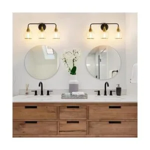 HAHZT Lámparas de baño doradas y negras para tocador_5