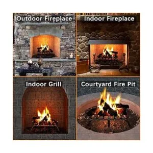 Mr IRONSTONE Rejilla de chimenea de acero sólido de 24_6