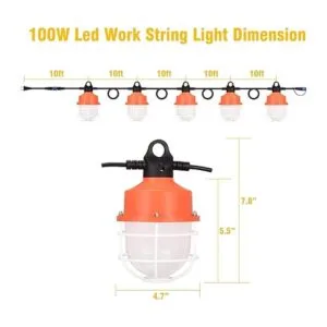 dephen 100W LED Luz de Construcción 50ft Enlazable 12000Lm_3