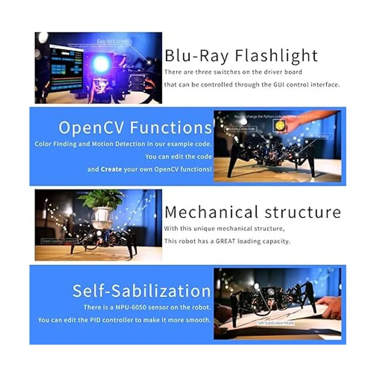 Adeept DarkPaw Bionic Kit de robot de araña cuadrupada_4