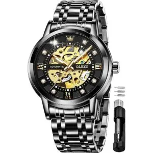 OLEVS Reloj de esqueleto dorado automático mecánico_1