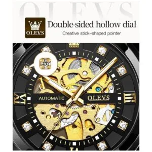 OLEVS Reloj de esqueleto dorado automático mecánico_4