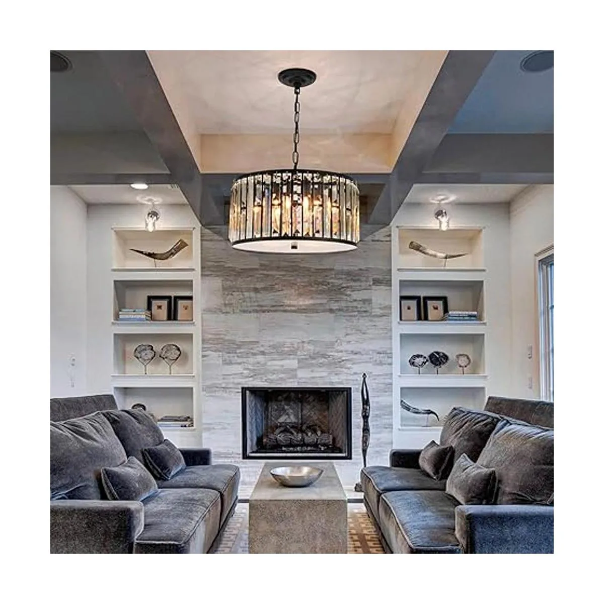 Weesalife Lámparas de cristal negro lámpara colgante de_4